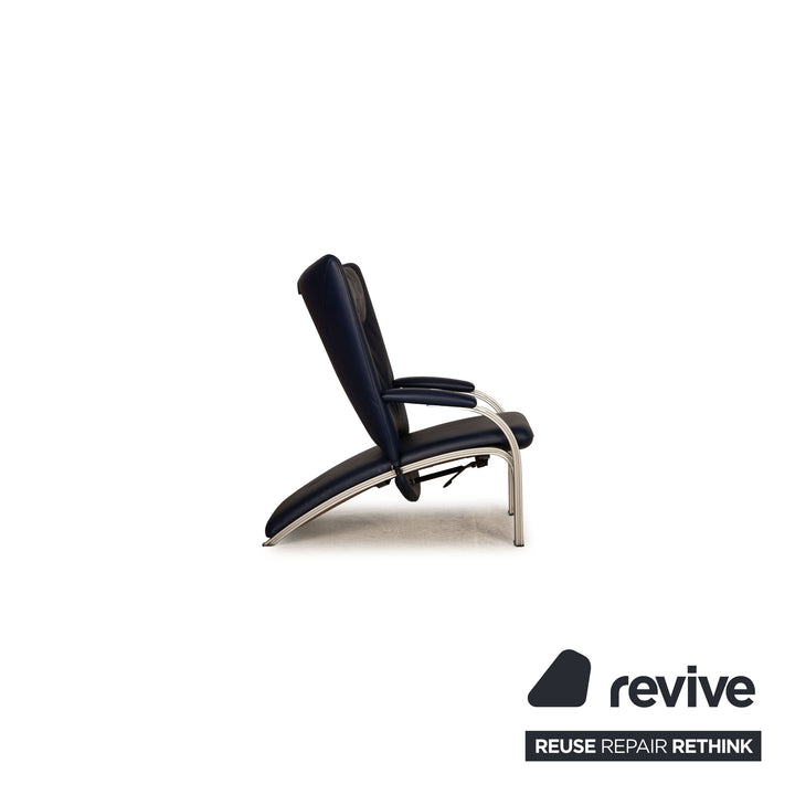 WK Wohnen Spot 698 Fauteuil en cuir bleu bleu foncé Fonction fonction détente