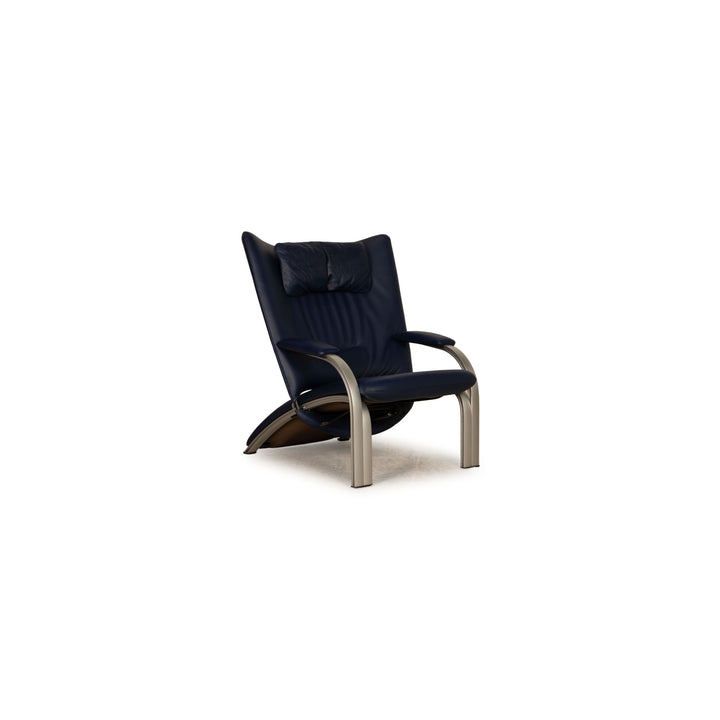 WK Wohnen Spot 698 Fauteuil en cuir bleu bleu foncé Fonction fonction détente