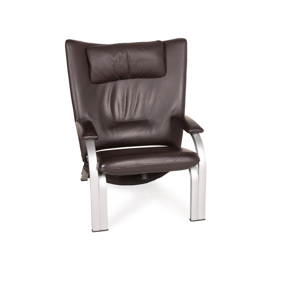 WK Wohnen Spot 698 leather armchair dark brown relax armchair relax function brown