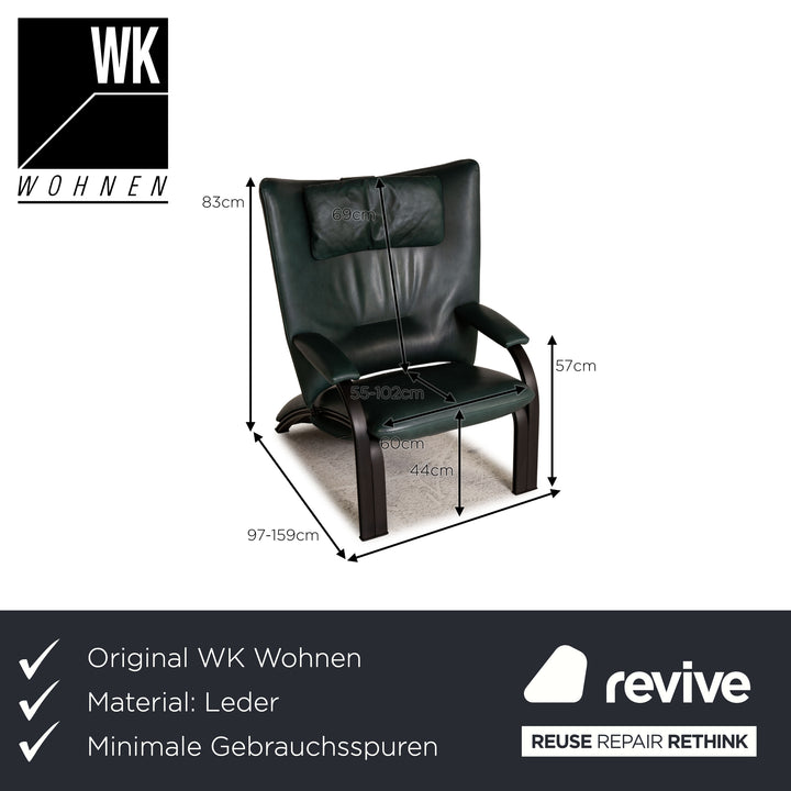 WK Wohnen Spot 698 Leder Sessel Dunkelgrün Funktion Relaxfunktion