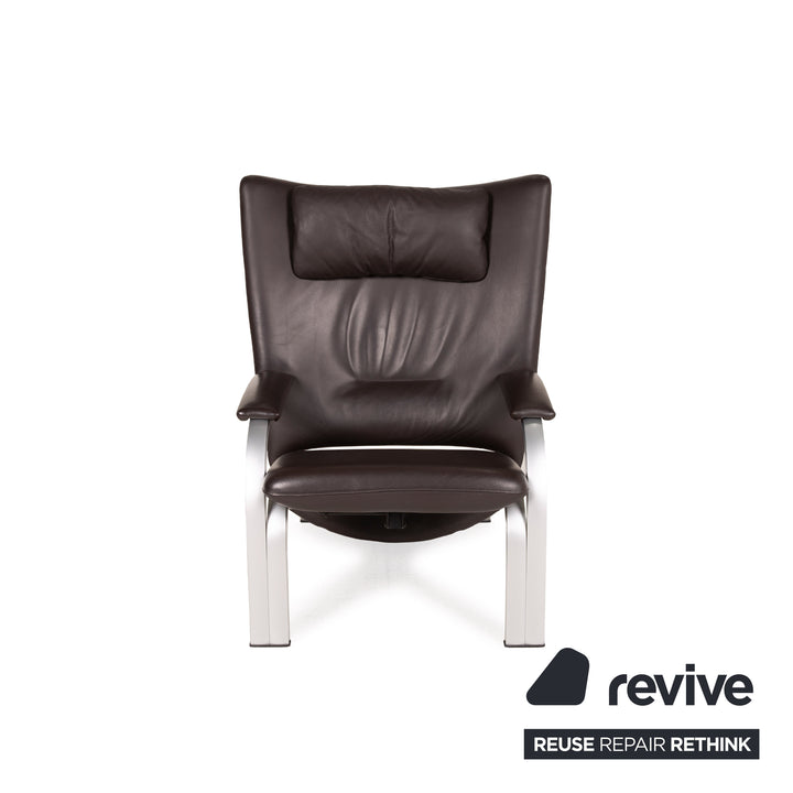 WK Wohnen Spot 698 Leder Sessel Garnitur Dunkelbraun Relaxsessel Relaxfunktion Braun 2x