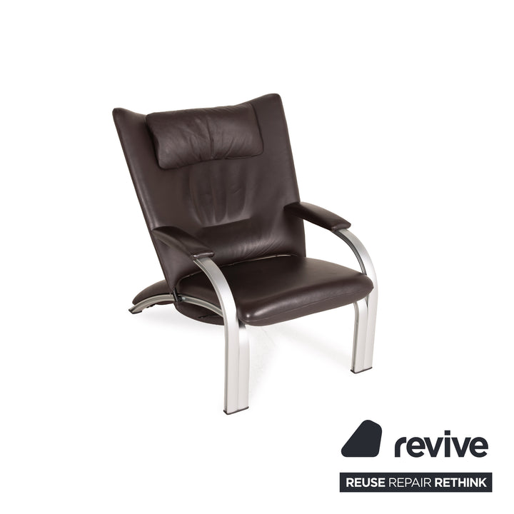 WK Wohnen Spot 698 Leder Sessel Garnitur Dunkelbraun Relaxsessel Relaxfunktion Braun 2x
