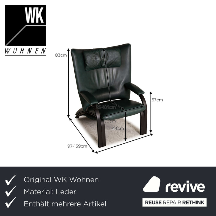 WK Wohnen Spot 698 Leder Sessel Garnitur Dunkelgrün Funktion Relaxfunktion
