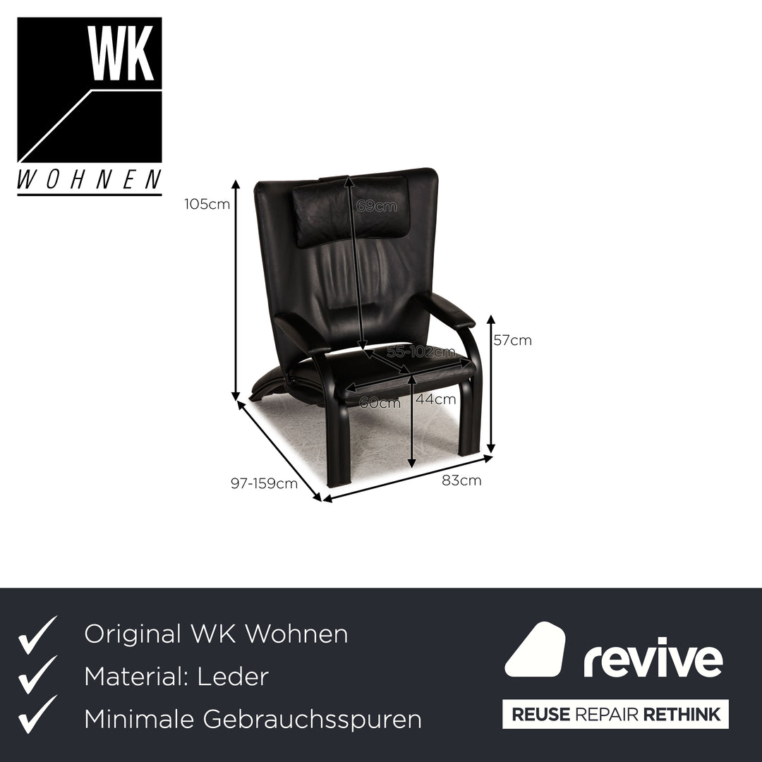 WK Wohnen Spot 698 Leather Armchair Black Function relax function