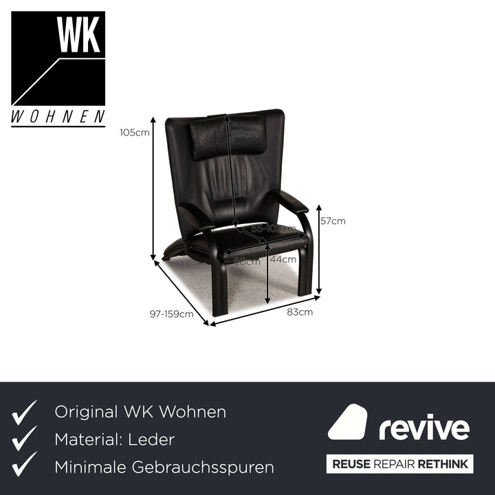 WK Wohnen Spot 698 Leather Armchair Black Function relax function
