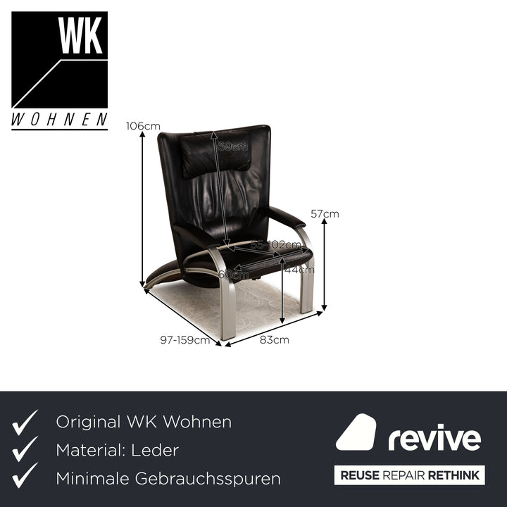 WK Wohnen Spot 698 Leather Armchair Black manual function