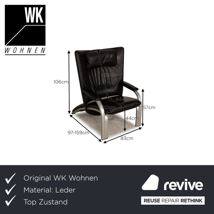 WK Wohnen Spot 698 leather armchair black manual function relaxation function