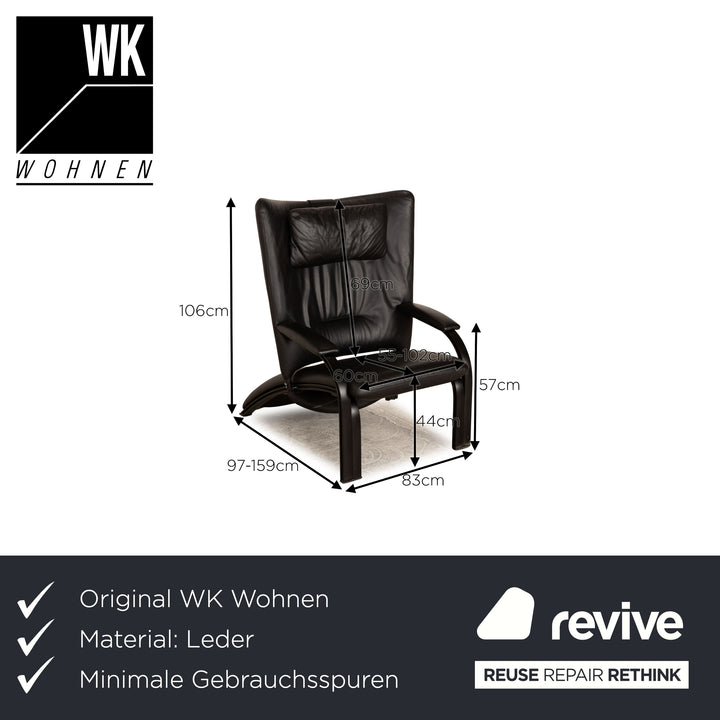 WK Wohnen Spot 698 leather armchair black manual function relaxation function