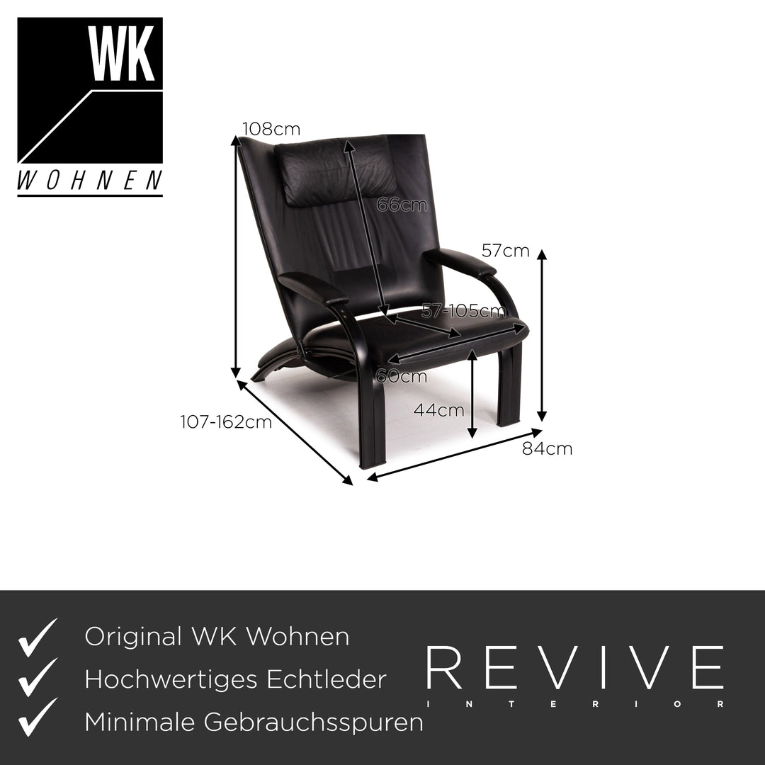 WK Wohnen Spot 698 Leather Armchair Black Relaxation Function Relaxation armchair