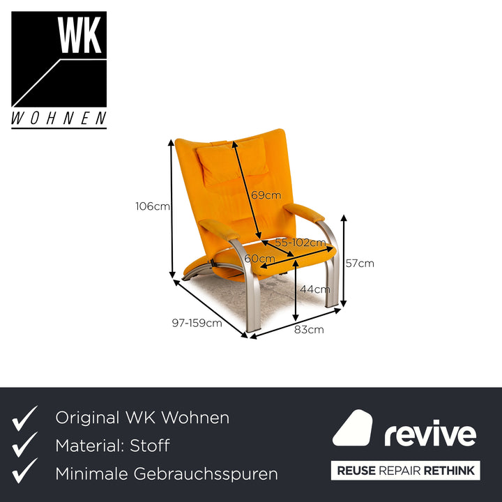 WK Wohnen Spot 698 fabric armchair yellow manual relax function