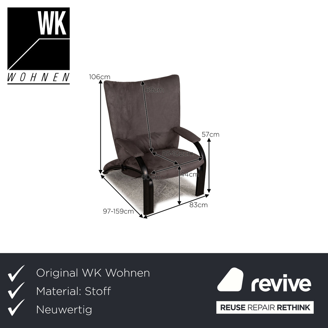 WK Wohnen Spot 698 fabric armchair gray function new cover