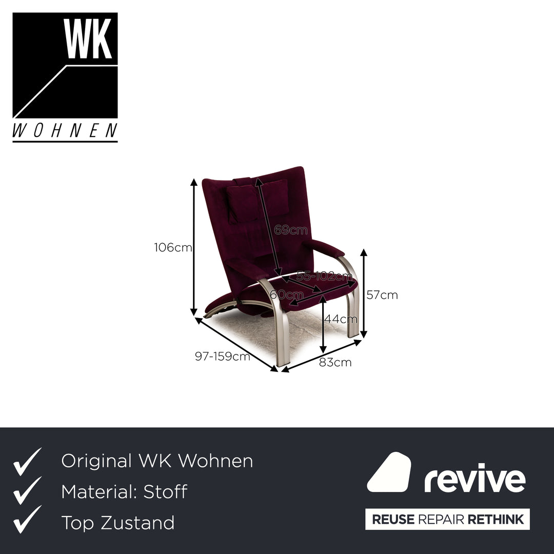 WK Wohnen Spot 698 fabric armchair violet manual relax function