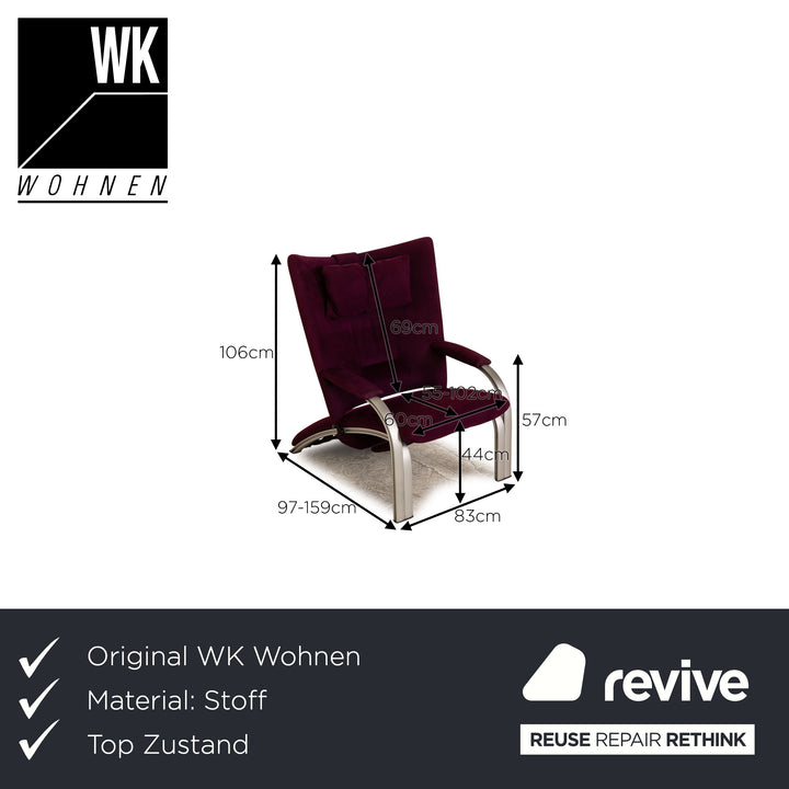 WK Wohnen Spot 698 fabric armchair violet manual relax function