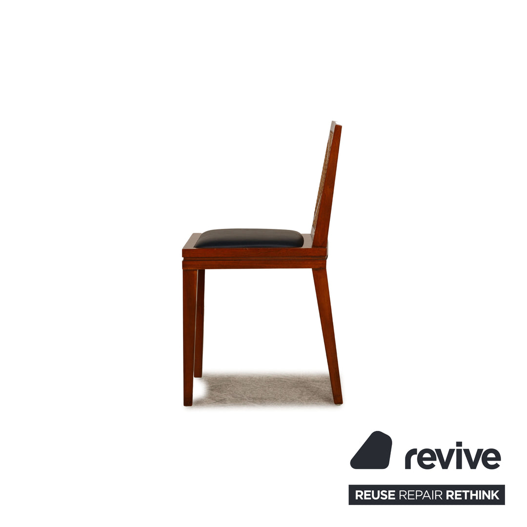 WK Wohnen Wk 458 SA 65 wood chair brown leather blue