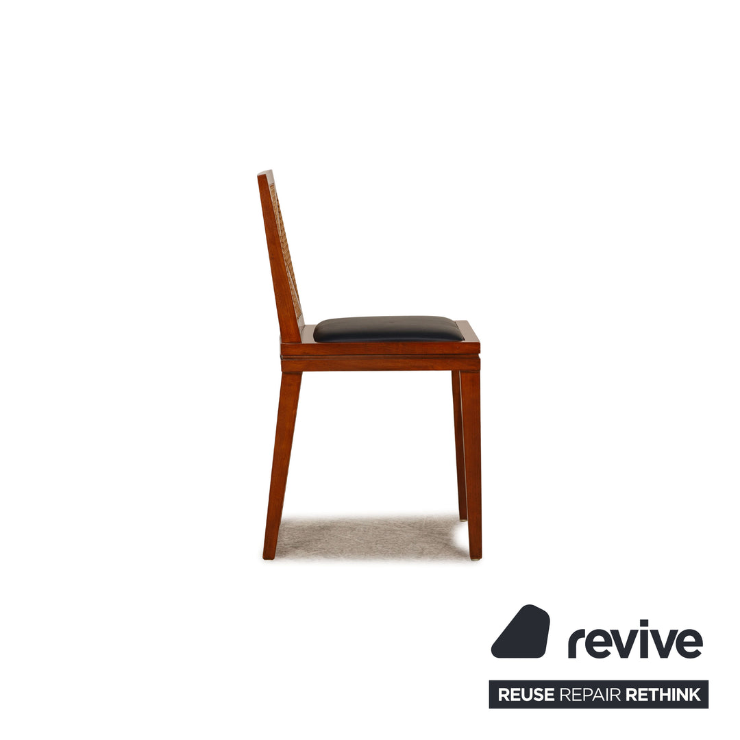 WK Wohnen Wk 458 SA 65 wood chair brown leather blue