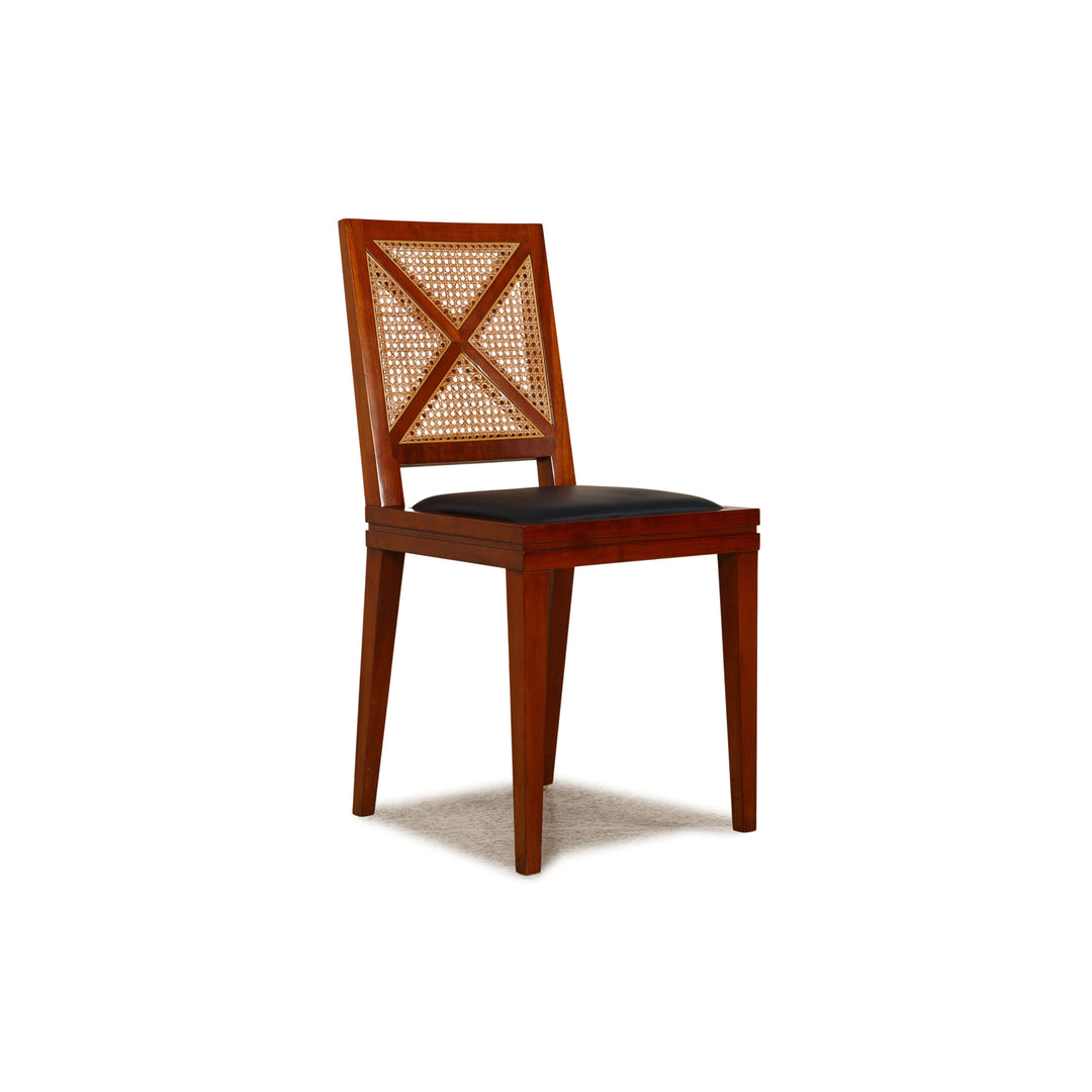 WK Wohnen Wk 458 SA 65 wood chair brown leather blue high backrest