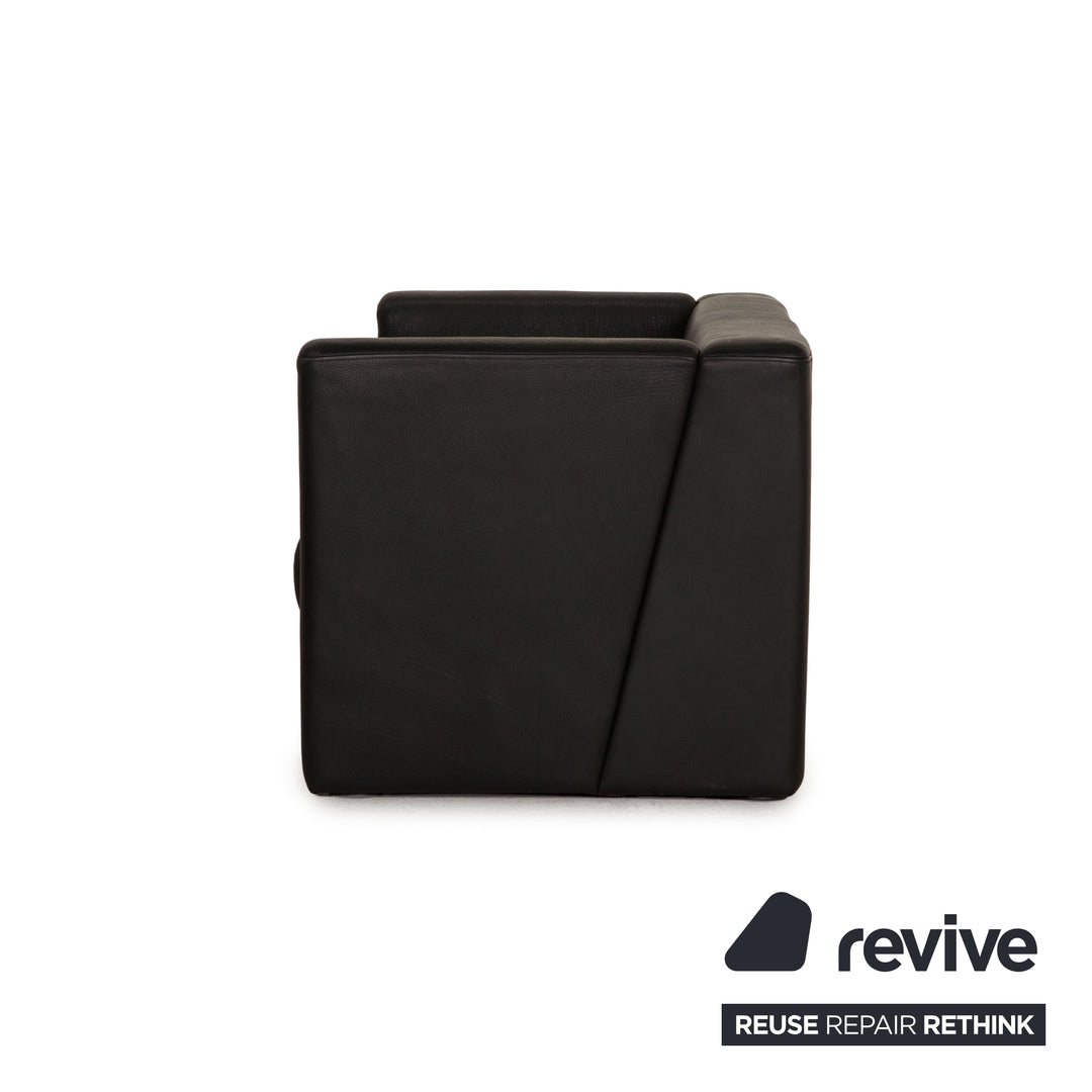 WK Wohnen WK 563 Leder Sofa Schwarz Zweisitzer Couch