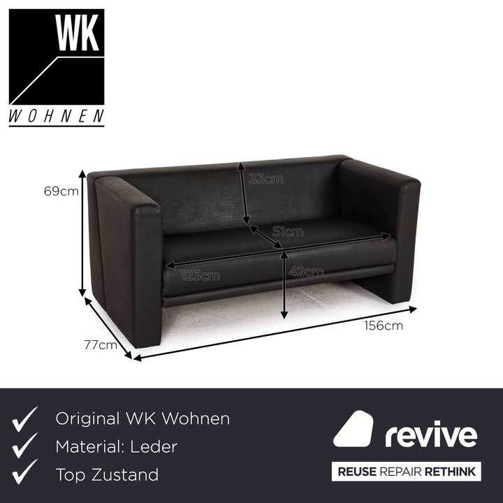 WK Wohnen WK 563 Leder Sofa Schwarz Zweisitzer Couch