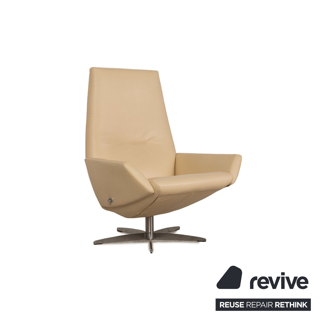 WK Wohnen WK 680 Tipo leather armchair cream function including stool
