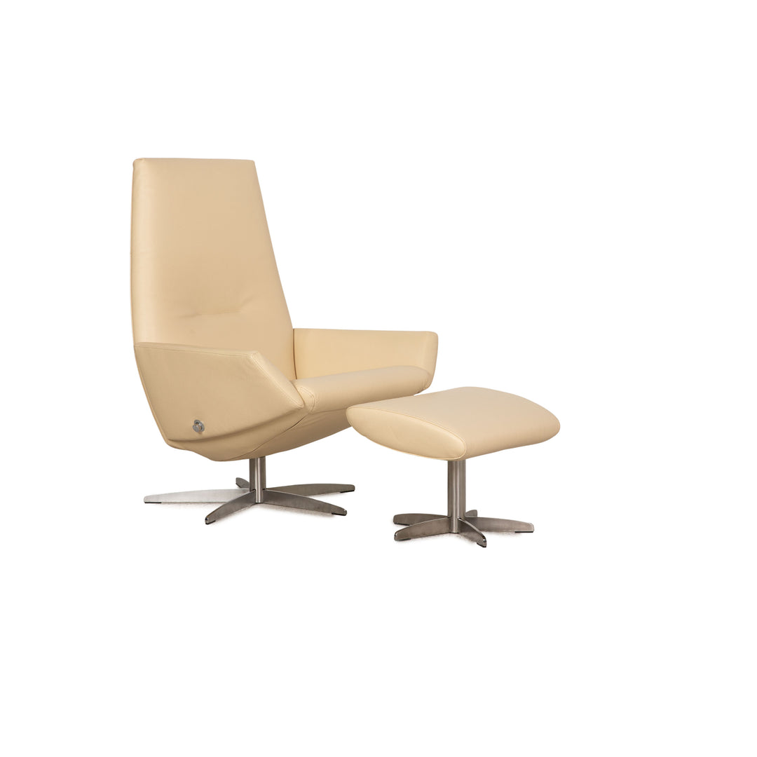 WK Wohnen WK 680 Tipo leather armchair cream function including stool