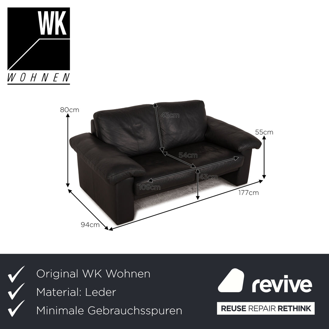 WK Wohnen Zweisitzer Anthrazit Leder Couch Sofa