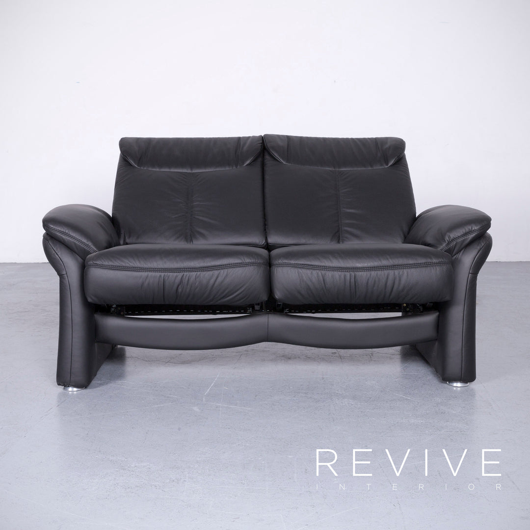Casada Designer Leder Sofa Schwarz Zweisitzer Couch Funktion Modern Echtleder Ausstellungsstück #3480