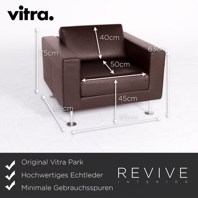 Vitra Park Armchair 2x Sessel Garnitur Leder Braun Chocolate Jasper Morrison Aluminium poliert Massivholz Echtleder #4427