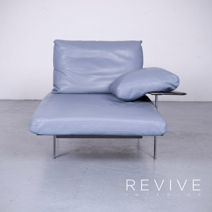B&B Italia Diesis Designer Liege Recamiere Blau Leder Chaiselounge Couch Modern Echtleder #2973
