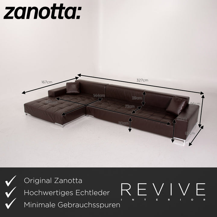Zanotta Alfa Canapé en cuir Marron Canapé d'angle #14556