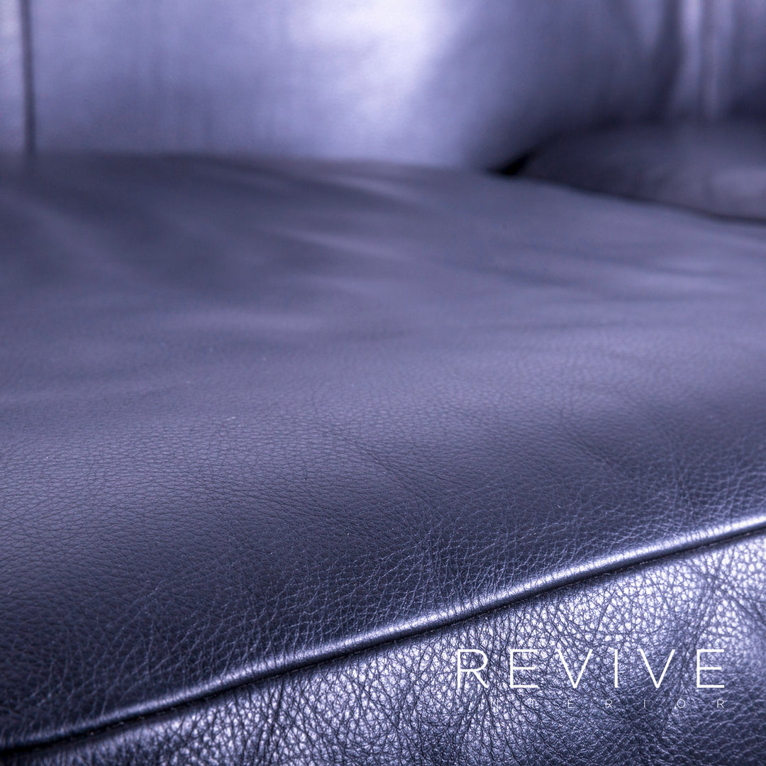 Zanotta Onda Designer Leder Sofa Schwarz Dreisitzer Couch Echtleder #5306