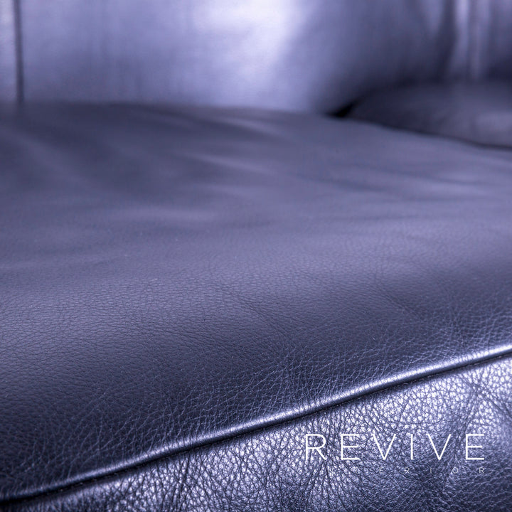 Zanotta Onda Designer Leder Sofa Schwarz Dreisitzer Couch Echtleder #5306