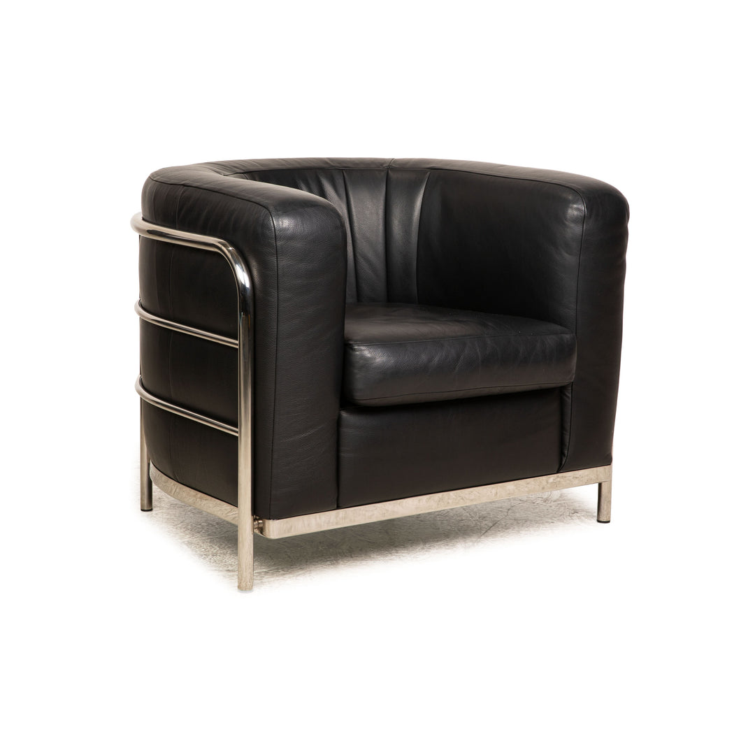 Zanotta Onda Fauteuil En Cuir Noir