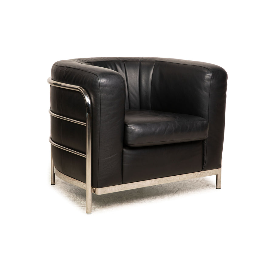 Zanotta Onda Fauteuil En Cuir Noir