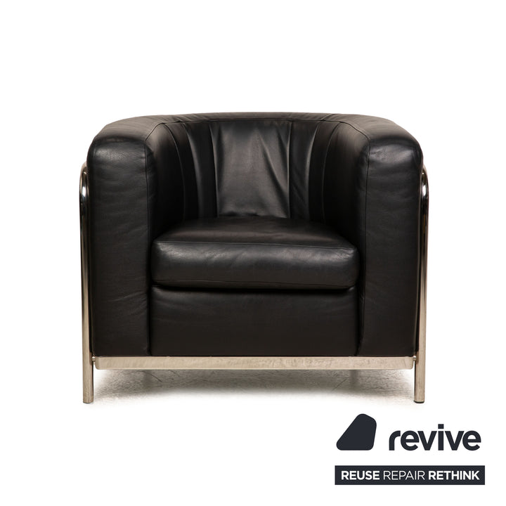 Zanotta Onda Fauteuil En Cuir Noir