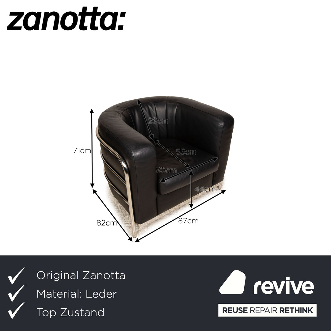 Zanotta Onda Fauteuil En Cuir Noir