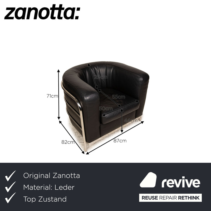 Zanotta Onda Fauteuil En Cuir Noir