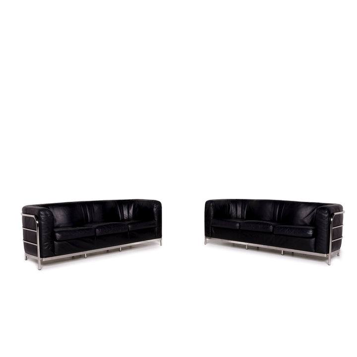 Zanotta Onda ensemble de canapés en cuir noir 2x trois places Gionatan de Pas #11341