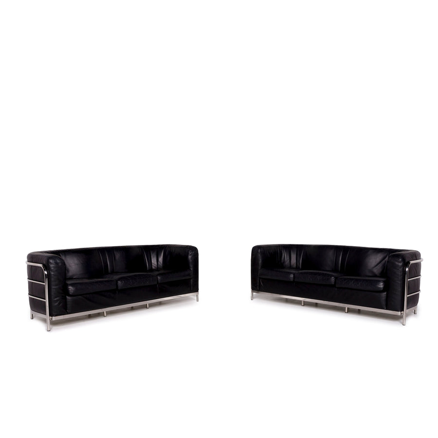 Zanotta Onda ensemble de canapés en cuir noir 2x trois places Gionatan de Pas #11341