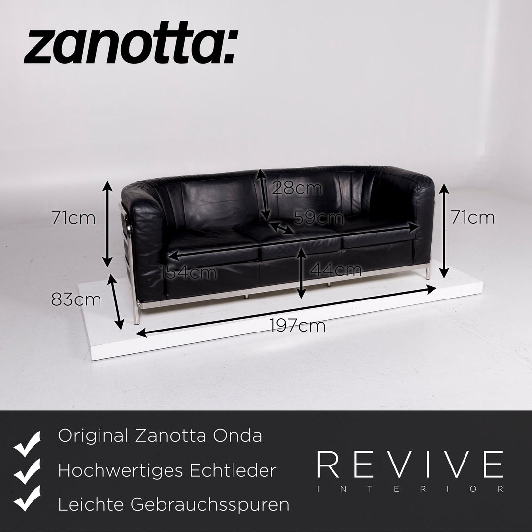 Zanotta Onda ensemble de canapés en cuir noir 2x trois places Gionatan de Pas #11341
