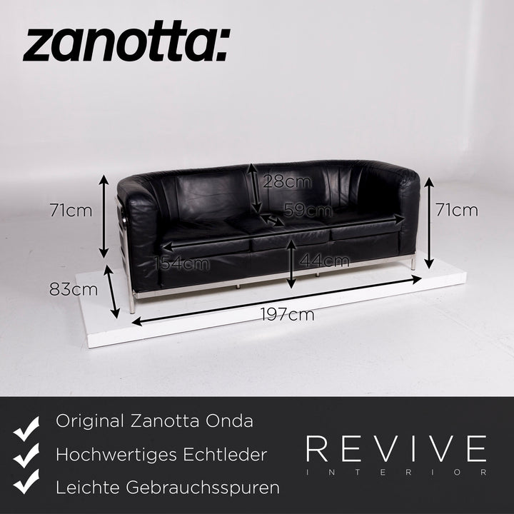 Zanotta Onda ensemble de canapés en cuir noir 2x trois places Gionatan de Pas #11341