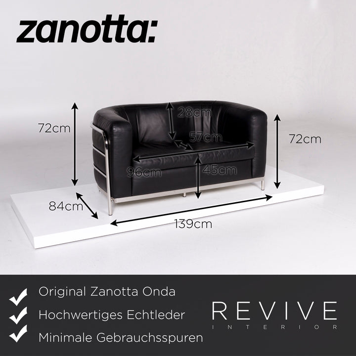 Ensemble canapé en cuir Zanotta Onda noir 2x deux places 1x fauteuil #10668