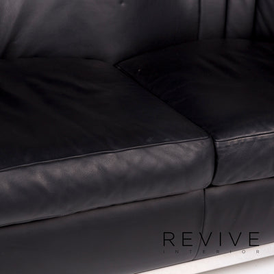 Zanotta Onda Leder Sofa Garnitur Schwarz 2x Zweisitzer 1x Sessel #10668