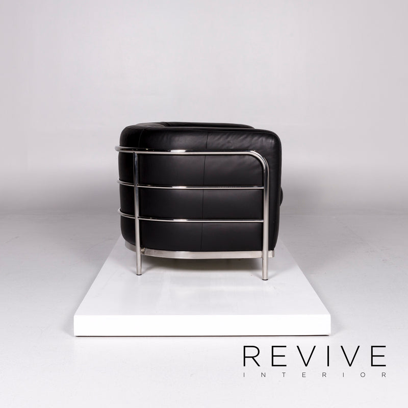 Zanotta Onda Leder Sofa Schwarz Zweisitzer Couch 