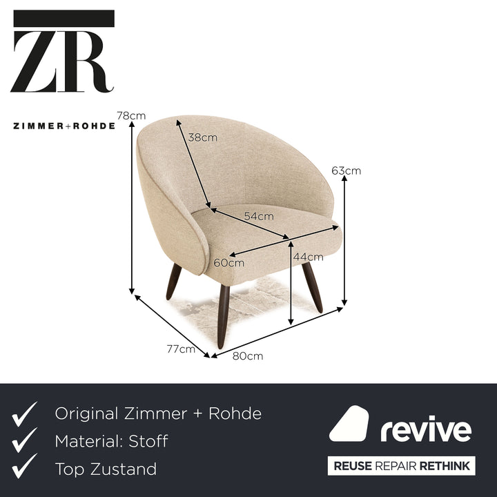 Zimmer + Rohde Club Stuhl Creme Stoff Sessel