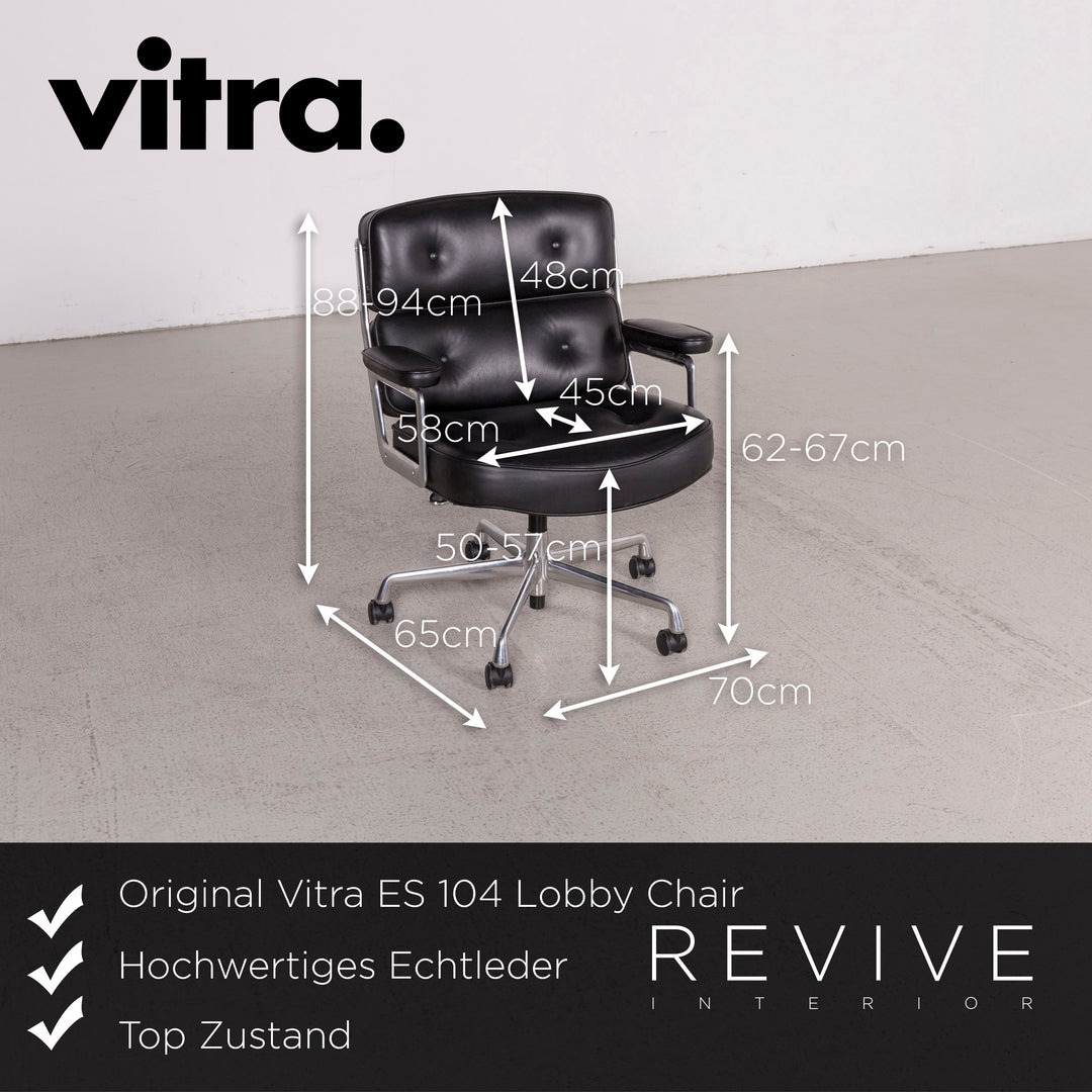 Vitra ES 104 Lobby Chair Designer Leder Sessel Schwarz Echtleder #8480