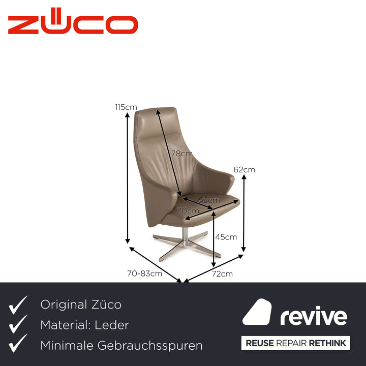 Züco 4+ Relax AA086 leather armchair beige function incl. footstool